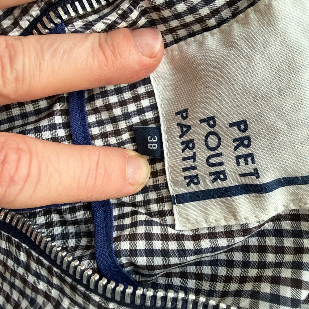 Pret Pour Partir Checkered Transitional Cotton Jacket Oversized Asymmetric Sz38 - Picture 6 of 8